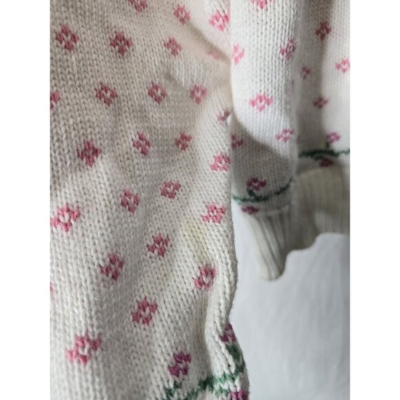 Vintage 80s Eddie Bauer Cute Ducks Watermelon Cotton Knit Pullover Sweater LRG - Picture 9 of 14